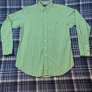 Polo Ralph Lauren Mens XLT Tall Classic Striped Button Down Shirt Green Purple